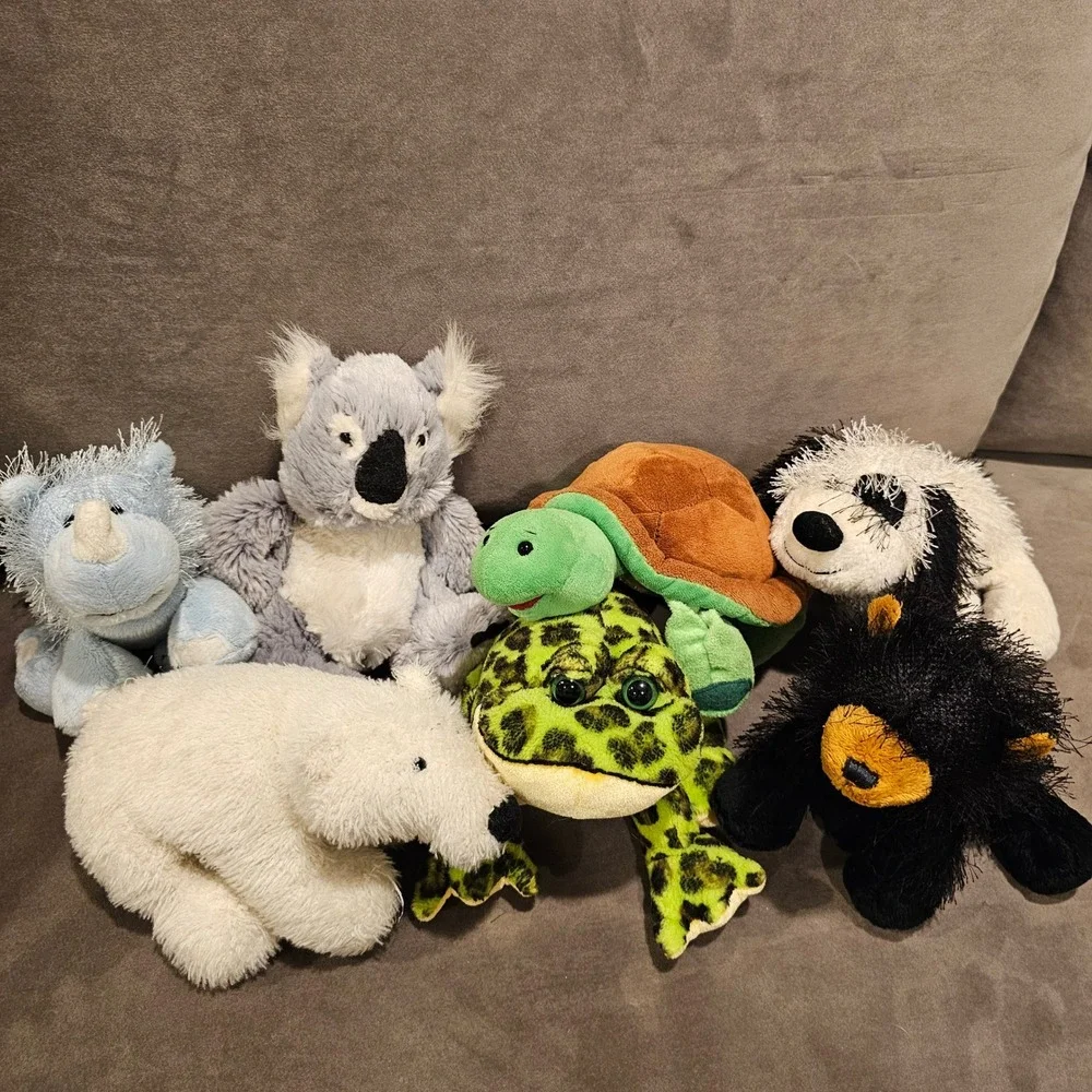 Ganz Webkinz Plush Lot of 7 Koala Polar Bear Bullfrog Turtle Rhino Panda Bear
